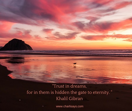 -Trust in dreams, for in them is hidden the gate to eternity. -Khalil Gibranre